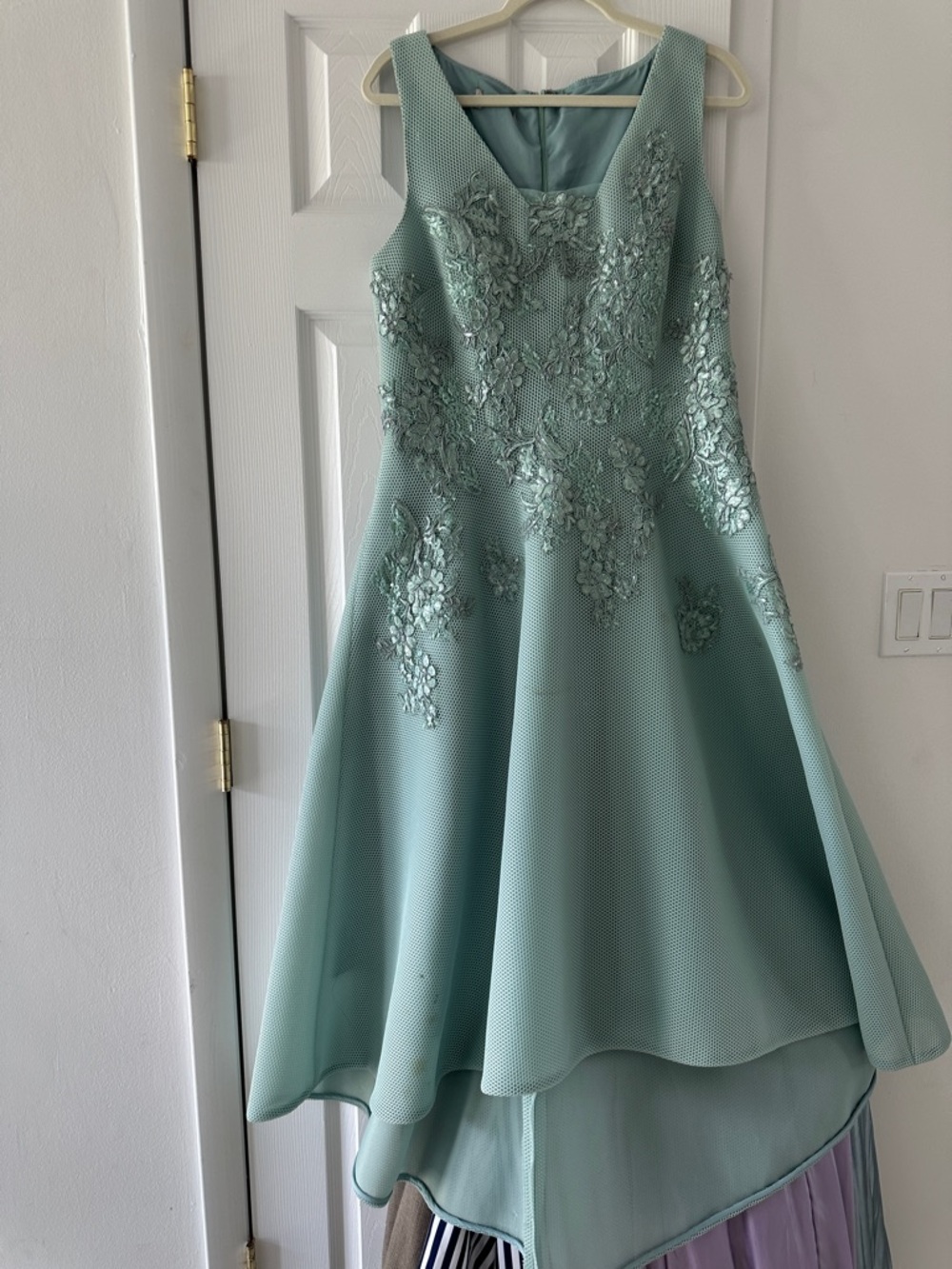 Girls' Mint Green Embroidered Fit-and-Flare Dress